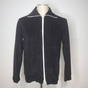 Vintage 1970 Velour Jacket Black Full Zip At Ease